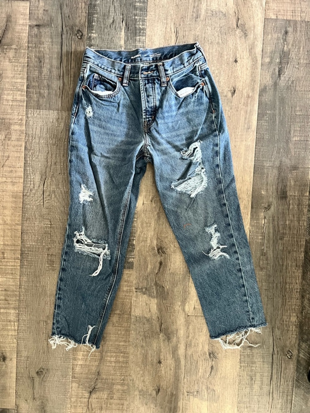 Old Navy Slouchy Straight High-Waist Blue Jeans
